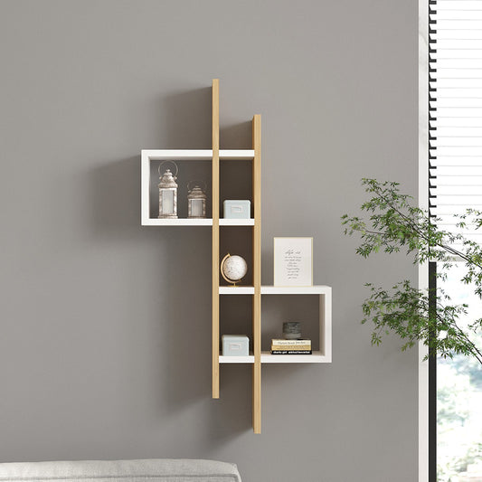 Ραφιέρα Τοίχου Garel σε Oak-Λευκή Απόχρωση 53,8x19,6x108