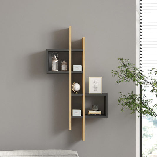Ραφιέρα Τοίχου Garel σε Oak-Ανθρακί Απόχρωση 53,8x19,6x108
