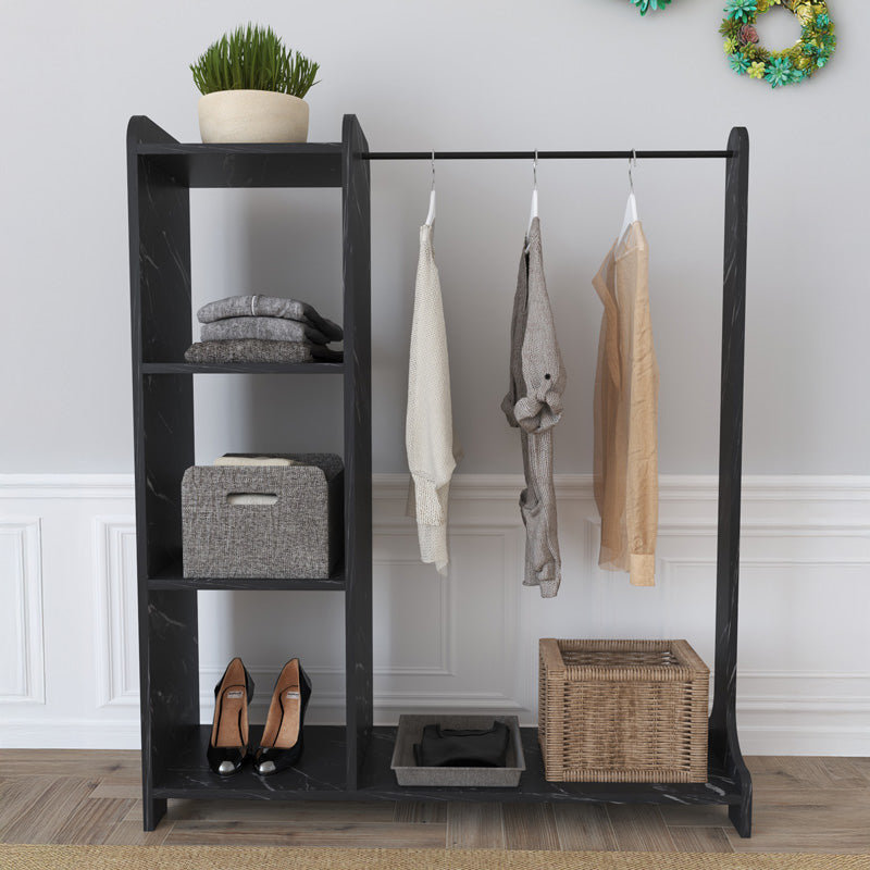 Έπιπλο Εισόδου Renesme σε Μαύρο με Όψη Μαρμάρου 106x45x128