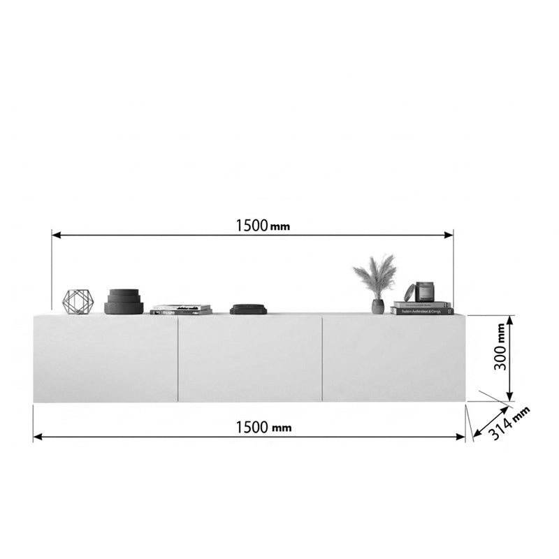 Έπιπλο Τηλεόρασης Επιτοίχιο Felita Λευκό 150x31,4x30