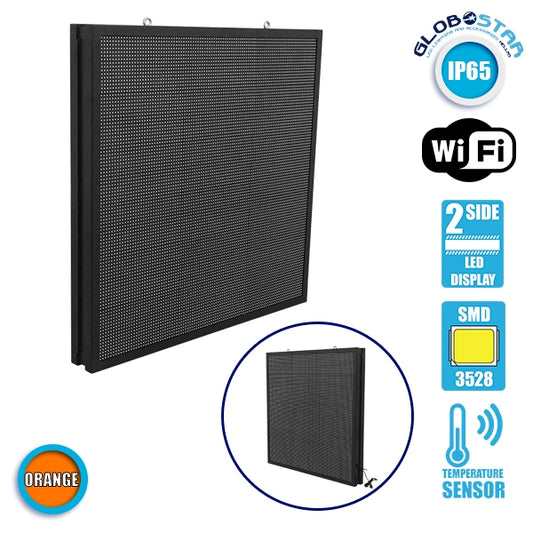 90344 Κυλιόμενη Ψηφιακή Επιγραφή P10 LED SMD AC 220-240V με Wi-Fi - Αδιάβροχή IP65 - Διπλής Όψης - Μ104 x Π12 x Υ104cm Πορτοκαλί