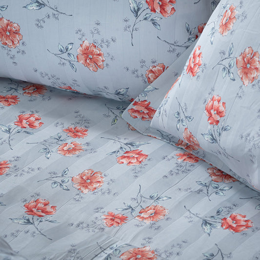 Σετ Πάπλωμα Υπέρδιπλο Art 12219 Ivy 100% Βαμβακοσατέν 300tc 220x240εκ Γκρι