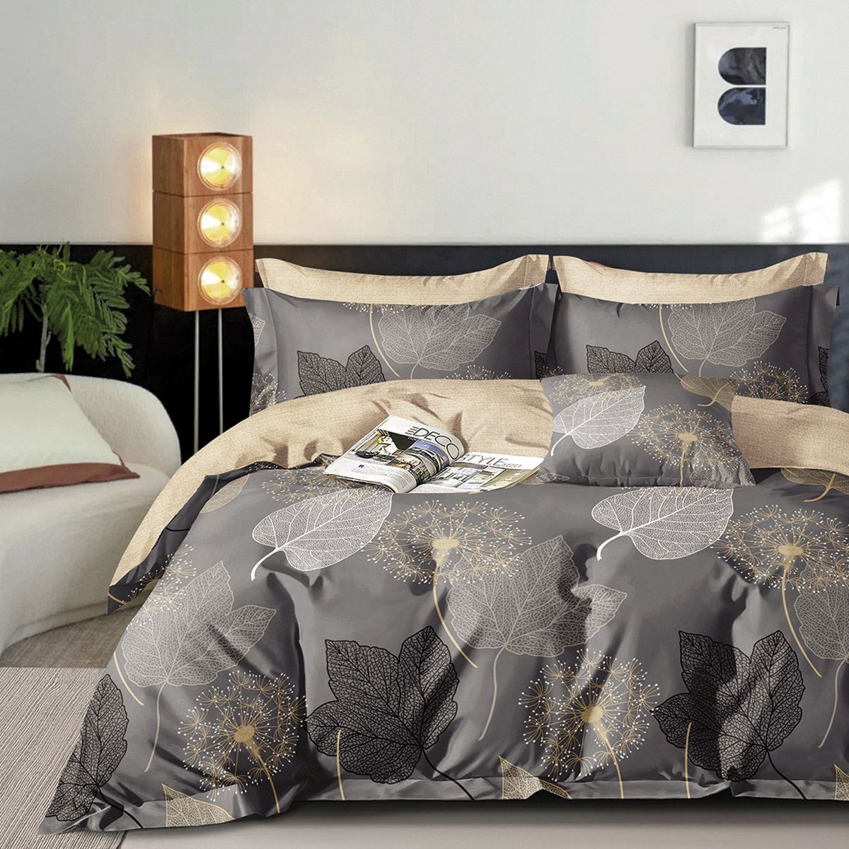 Σετ Σεντόνια Υπέρδιπλα με Λάστιχο Art 12271 Agnes 165x200+30εκ Ανθρακί