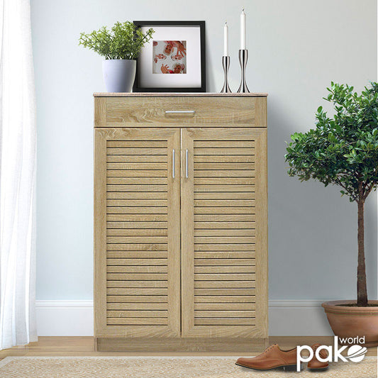 Παπουτσοθήκη με Συρτάρι 20 Ζευγών Ξύλινη Φυσική 80x37x123