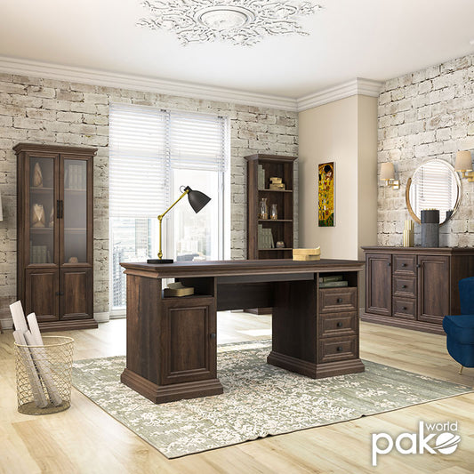 Γραφείο Εργασίας Mozart με Συρτάρια Χρώμα Καρυδί 160x60x78