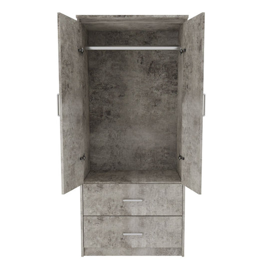 Ντουλάπα Ρούχων Δίφυλλη Olympus Χρώμα Antique Ανθρακί 81x57x183