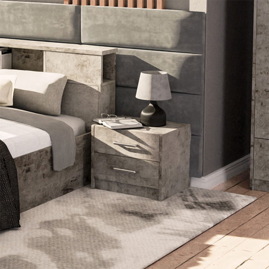 Κομοδίνο Olympus με 2 Συρτάρια Χρώμα Antique Ανθρακί 47.5x40.5x40.5