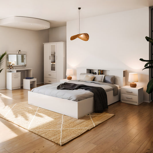 Κομοδίνο Olympus με 2 Συρτάρια Χρώμα σε Λευκή Απόχρωση 47.5x40.5x40.5