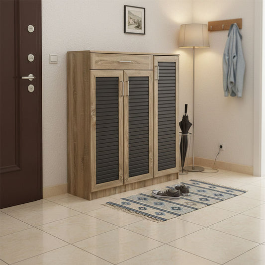 Παπουτσοθήκη-Ντουλάπι Sante 30 Ζεύγων σε Sonoma-Ανθρακί Απόχρωση 120x37x123