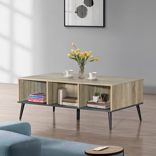 Τραπέζι Σαλονιού Zezan σε Sonoma-Ανθρακί Απόχρωση 121x60x44.5