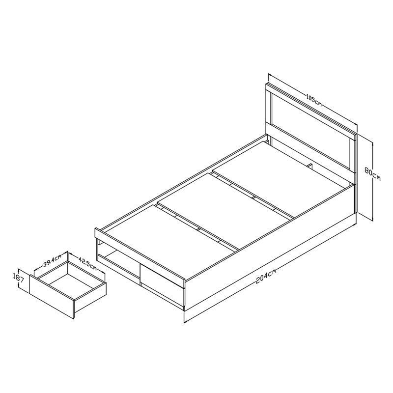 Κρεβάτι Μονό Olympus με Συρτάρι Castillo Toro 100x200εκ
