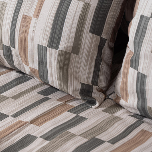 Σετ Σεντόνια Φανελένια King Size με Λάστιχο Pinot Art 12632 185x200+32εκ Μπεζ-Πράσινο