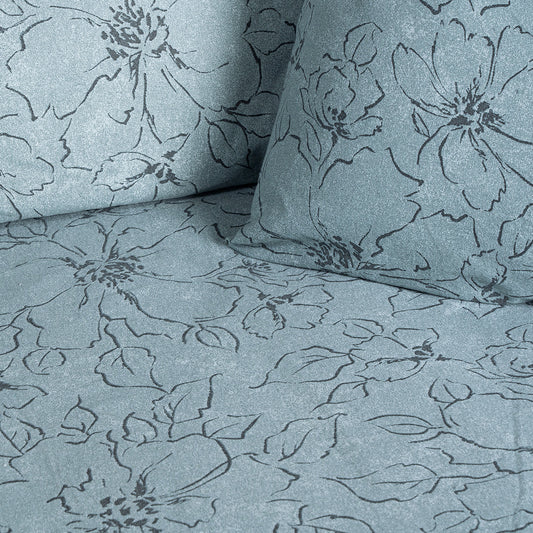 Σετ Σεντόνια Φανελένια Υπέρδιπλα με Λάστιχο Nebbiolo Art 12636 170x200+32εκ Πετρόλ