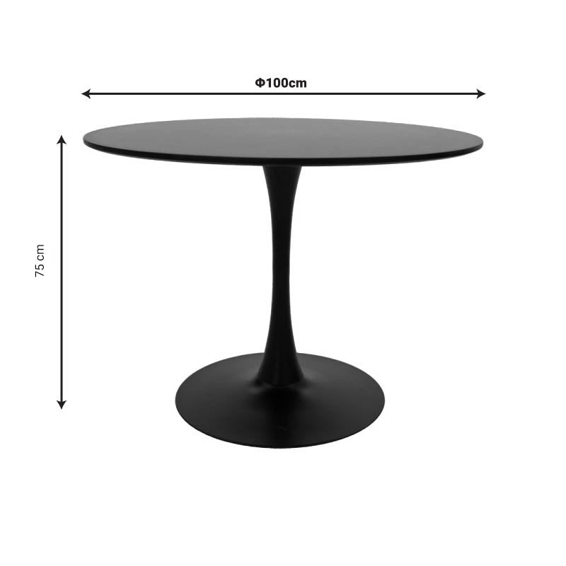 Τραπεζαρία Balou-Caron Σετ 5 Τεμ MDF και PP σε Μαύρη-Φυσική Απόχρωση Φ100x73