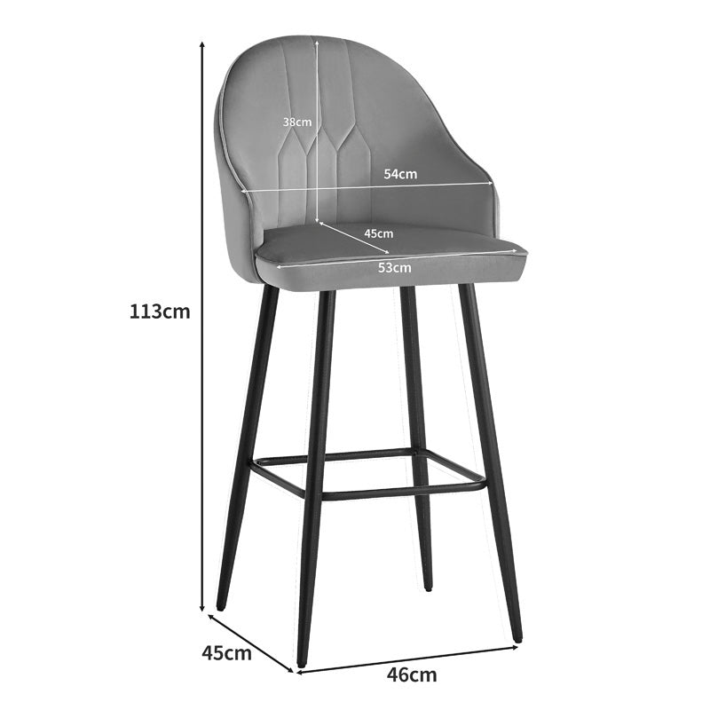 Σκαμπό Μπαρ Velva Βελούδο σε Σάπιο Μήλο Απόχρωση 49x63x102