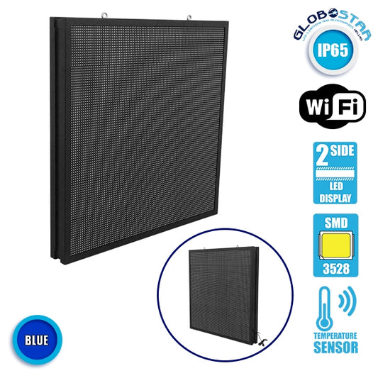 90343 Κυλιόμενη Ψηφιακή Επιγραφή P10 LED SMD AC 220-240V με Wi-Fi - Αδιάβροχή IP65 - Διπλής Όψης - Μ104 x Π12 x Υ104cm Μπλε
