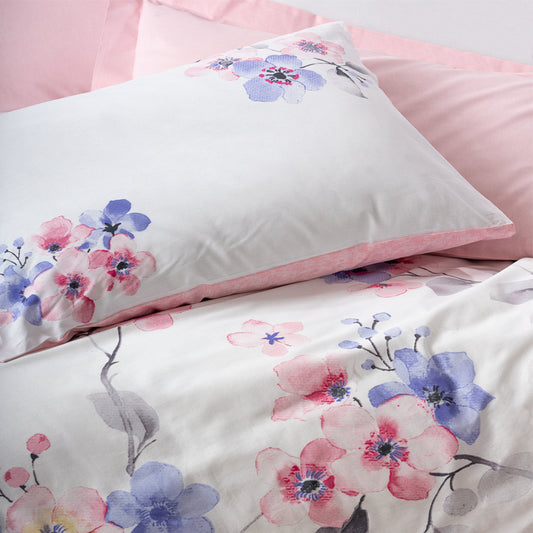 Σετ Παπλωματοθήκη Jayda 3 Τμχ Μονή (160x220εκ) Χρώμα Ροζ - Λευκό