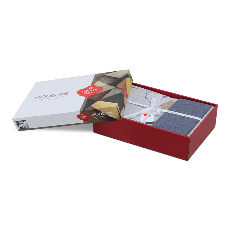 Σετ Παπλωματοθήκη Nitsa Cotton Box 3 Τμχ Μονή 160x220εκ Χρώμα Σκούρο Μπλε - Γκρι