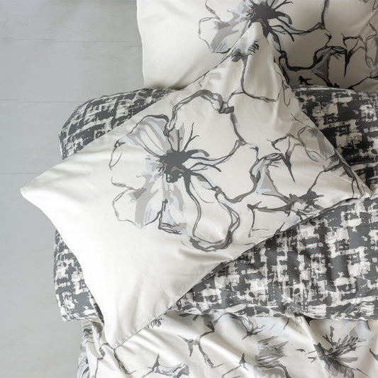 Σετ Παπλωματοθήκη Hilaris 4 Τμχ Διπλή (200x220εκ) Χρώμα Ανθρακί