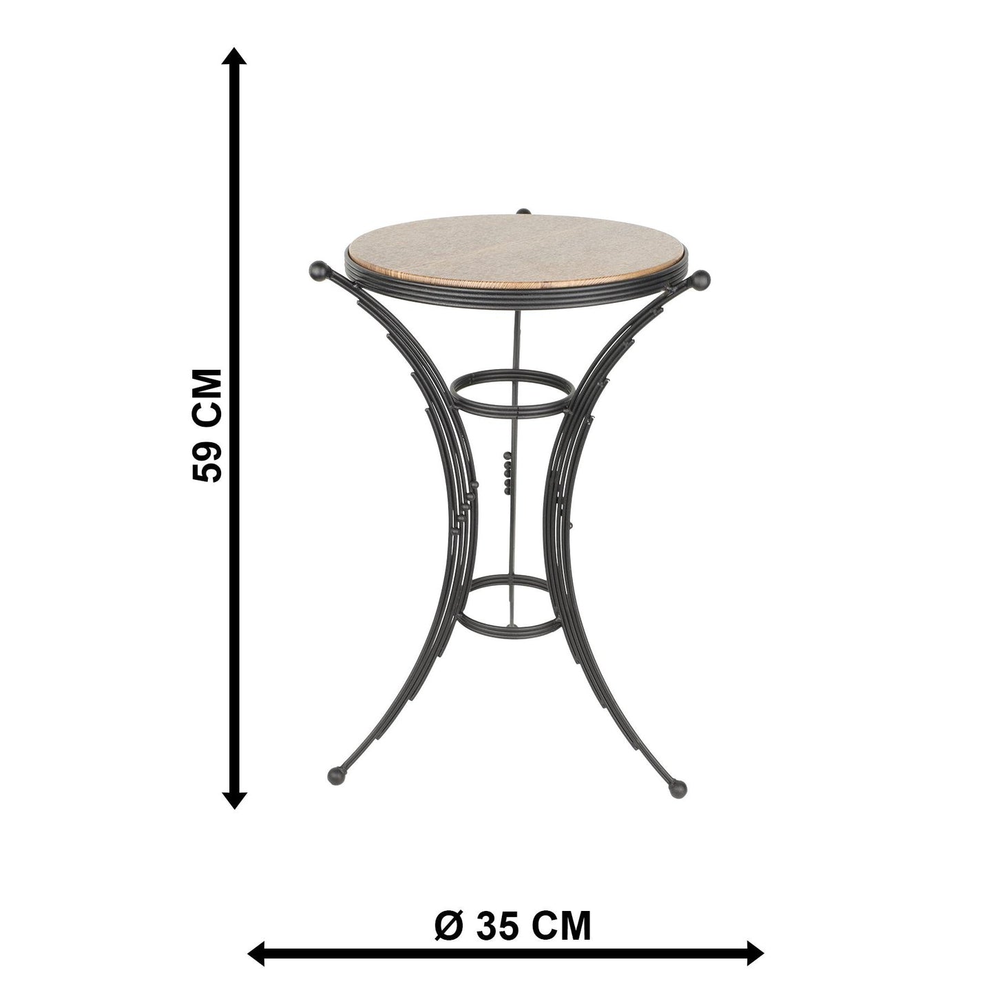 TBBT-15 BK ΤΡΑΠΕΖΑΚΙ ΒΟΗΘΗΤΙΚΟ ΜΑΥΡΟ Φ35x59