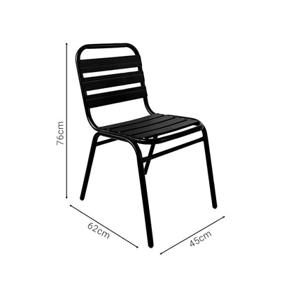 Καρέκλα Sussie Στοιβαζόμενη Μαύρο Μέταλλο Με Φέτες Αλουμινίου 45X62X76