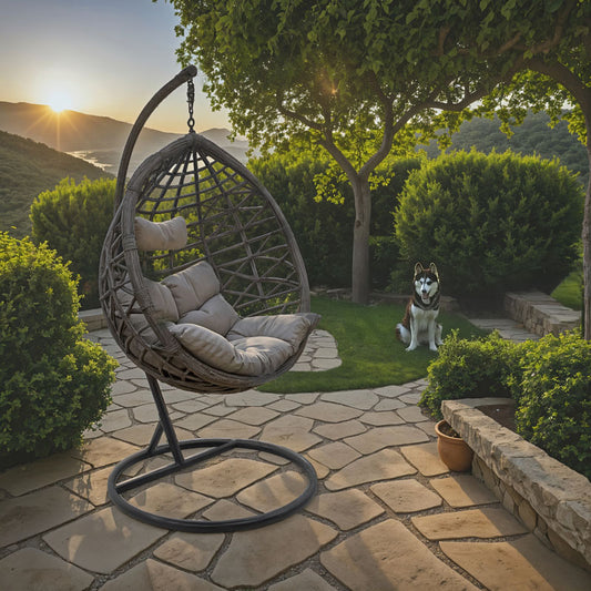 Κούνια Hudson Κρεμαστή Μέταλλο-PP-Μαξιλάρι Γκρι 109x119x195