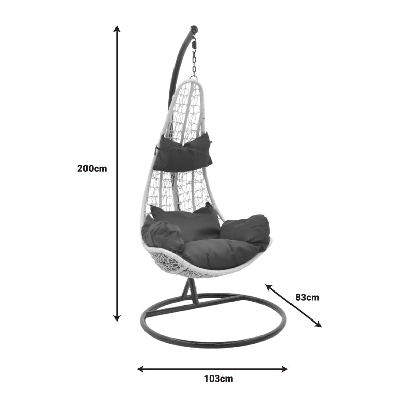Κούνια Soleil Κρεμαστή Μέταλλο Καφέ-PP Καφέ-Μαξιλάρι Μπεζ 103x83x200