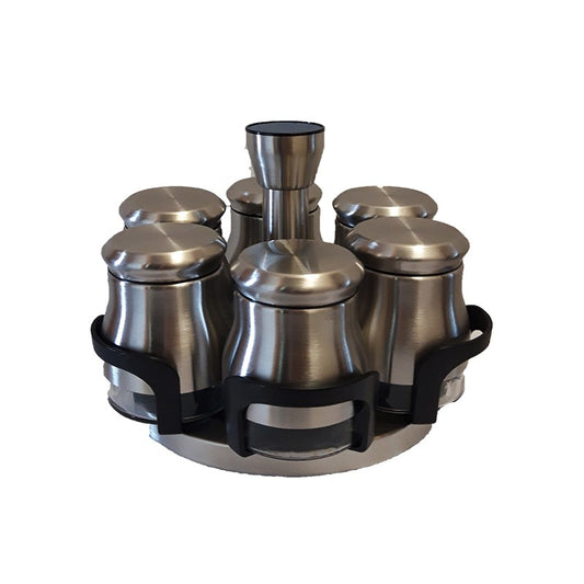 Θήκη για Μπαχαρικά Inox με Περιστρεφόμενη Βάση 6 Τεμ. 15x15x18