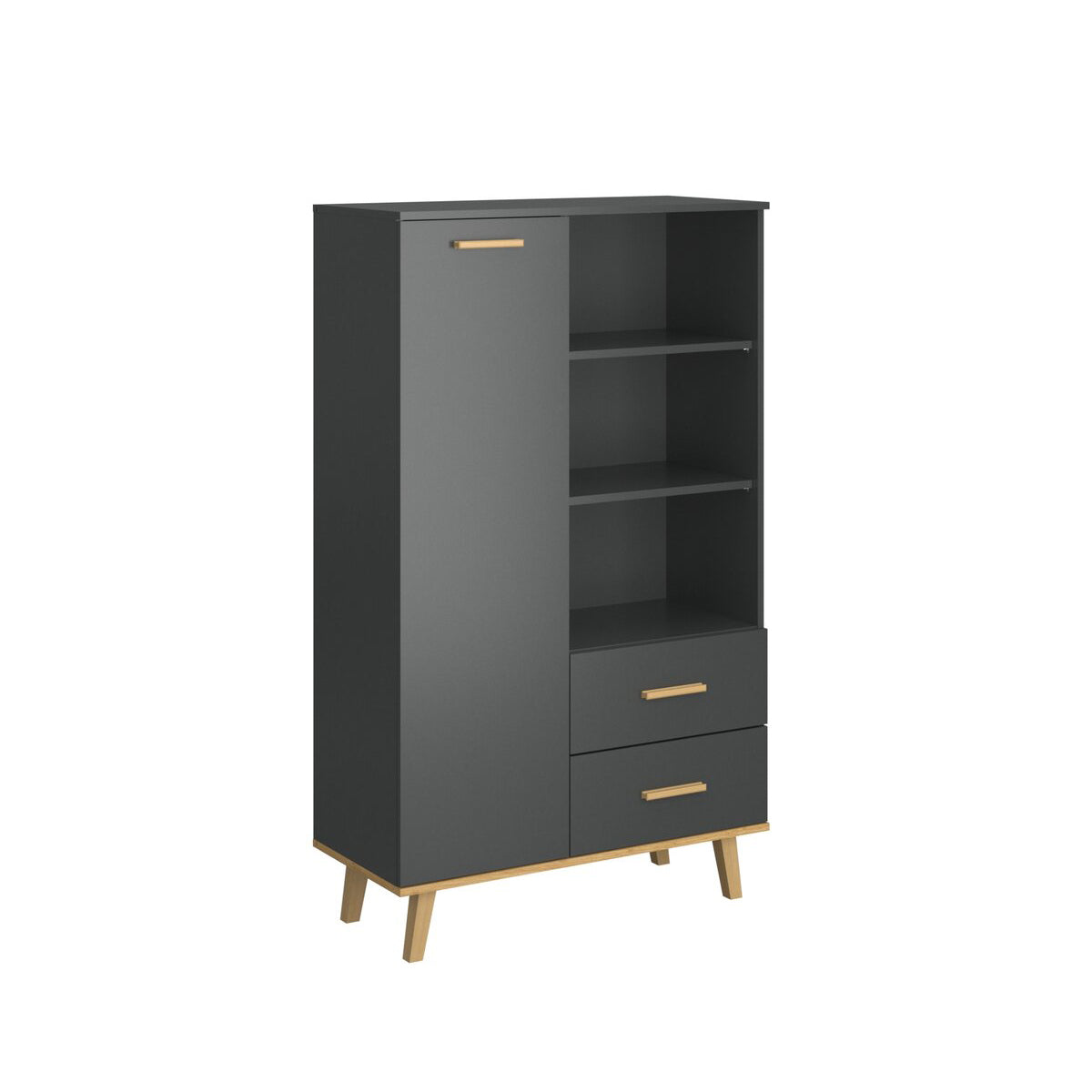 Μπουφές Pluton Ανθρακί-Χρυσό Δρυς 90x40x151