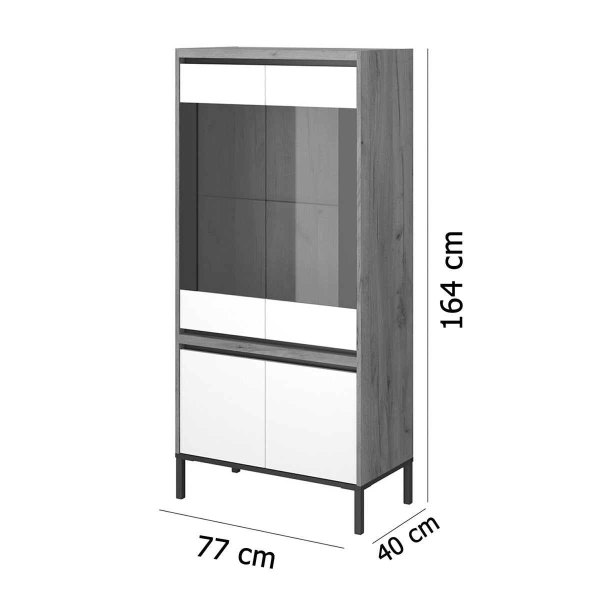 Βιτρίνα Palmor Χρυσό Δρυς-Λευκό 77x40x164