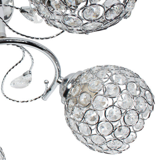 Φωτιστικό Οροφής 5 x Ε27 Φ50x23 εκ. Χρώμιο με Κρύσταλλα