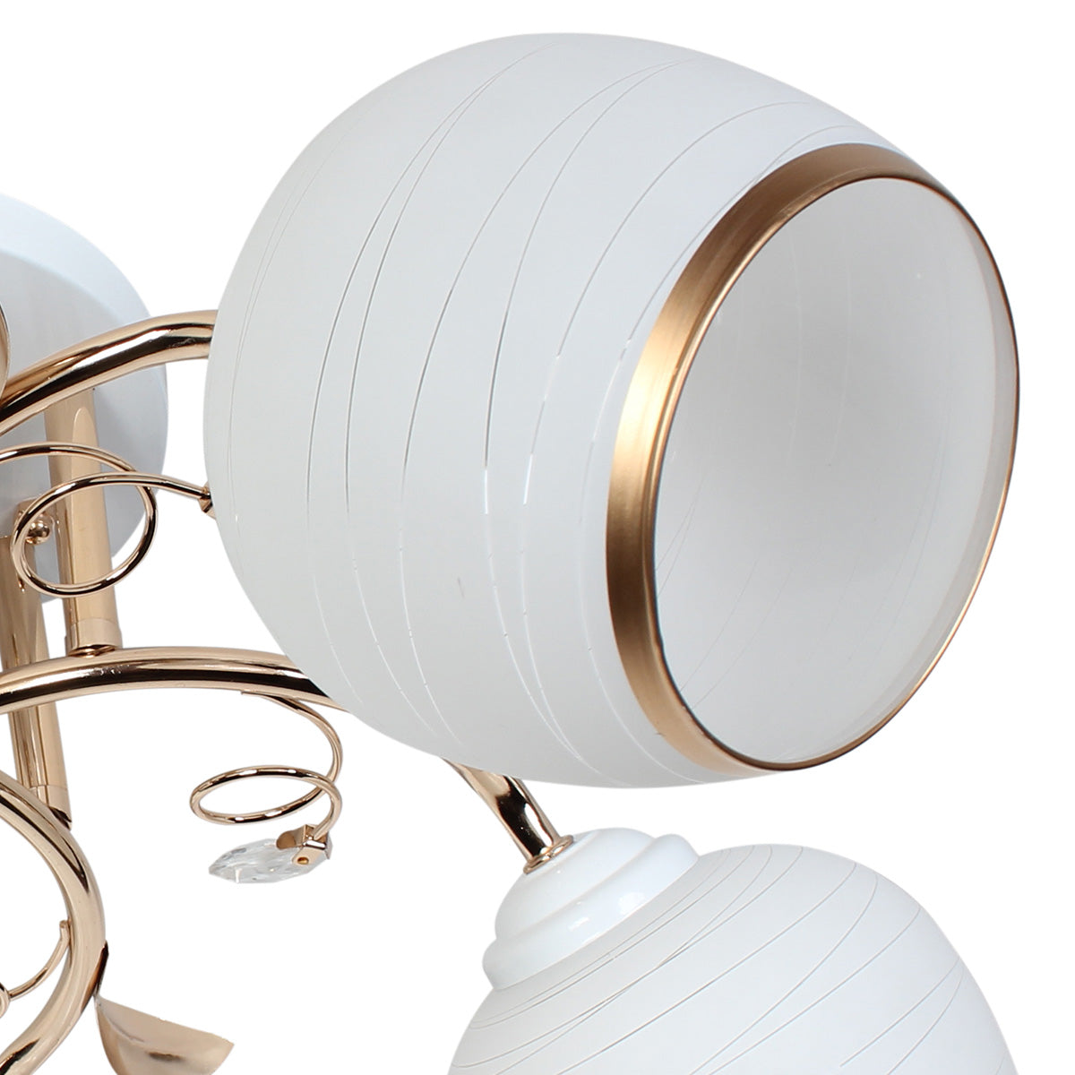 Φωτιστικό Οροφής 5 x Ε27 Φ56x25 εκ. Λευκό - Χρυσό με Γυαλιά