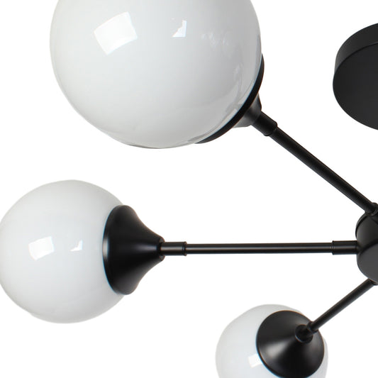 Φωτιστικό Οροφής Μεταλλικό 6 x Ε27 Φ75x27 εκ. Μαύρο με Γυαλιά