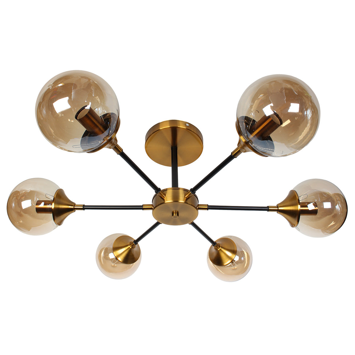 Φωτιστικό Οροφής Μεταλλικό 6 x Ε27 Φ75x27 εκ. Μαύρο Μπρονζέ με Γυαλιά