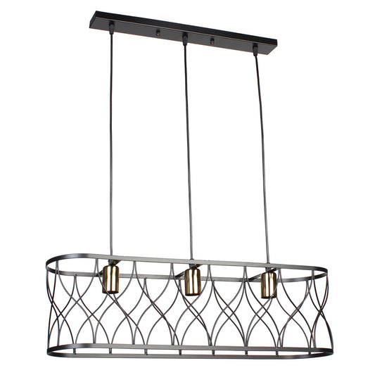Φωτιστικό Κρεμαστό Μεταλλικό 3 x Ε27 70x26,5x20 εκ. Μαύρο