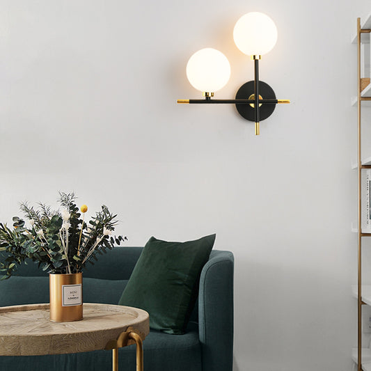 Απλίκα Τοίχου Μεταλλική 2 x G9 30x16x33 εκ. Μαύρη Χρυσή με Γυαλί