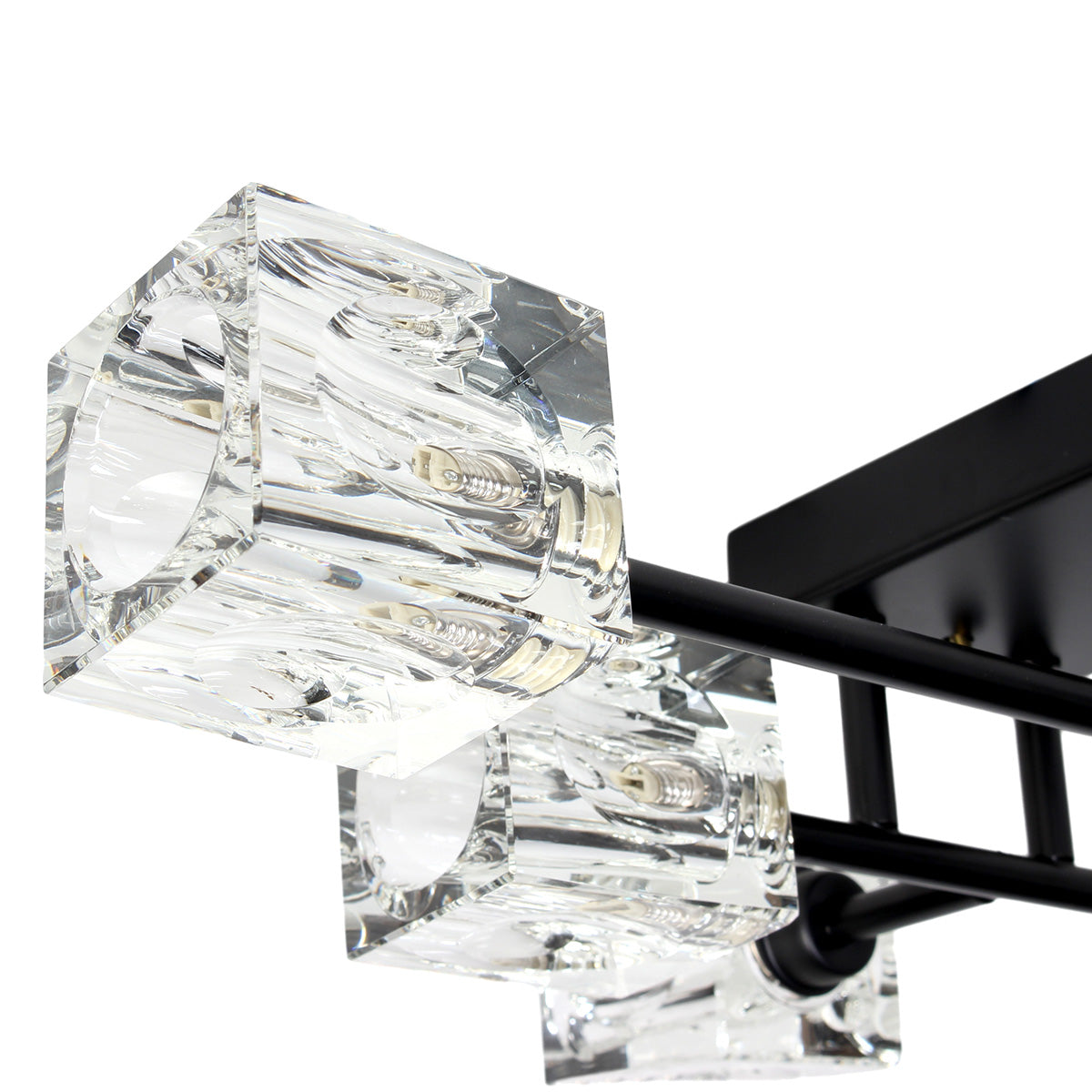 Φωτιστικό Οροφής Μεταλλικό 6 x G9 58x38x11 εκ. Μαύρο με Κρύσταλλα