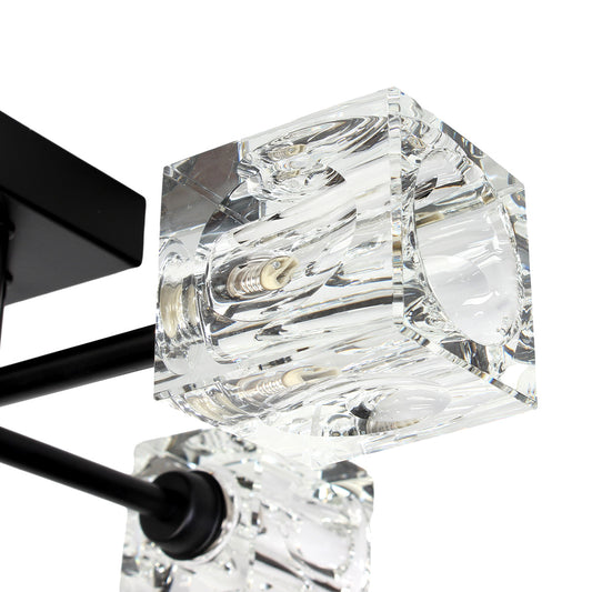 Φωτιστικό Οροφής Μεταλλικό 4 x G9 44x44x11 εκ. Μαύρο με Κρύσταλλα