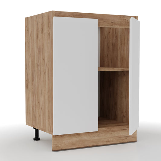 Επιδαπέδιο Ντουλάπι Κουζίνας Soft Λευκό με Βελανιδιά 60x46,5x81,5