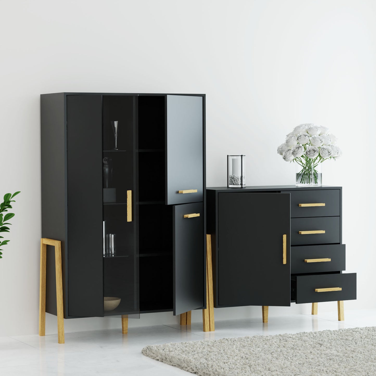 Μπουφές Belle Ανθρακί 102.5x41x91