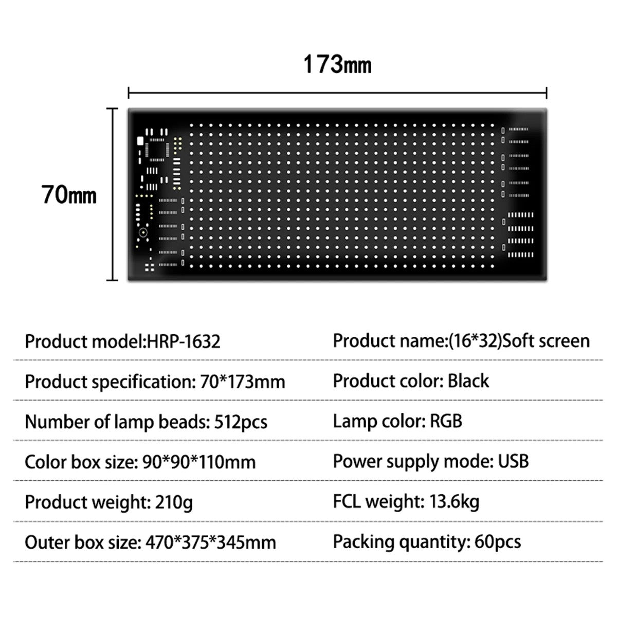 MATRIX GLB-106-0001 Εύκαμπτη Κυλιόμενη Ψηφιακή Επιγραφή P4 32x16 Pixel LED 10W DC 5V 2A με USB 2.0 Αδιάβροχο IP65 Πολύχρωμο RGB - Bluetooth Control μέσω iPIXEL APP - Μ17.3 x Π0.2 x Υ7