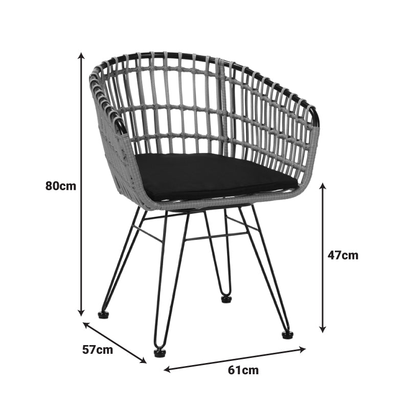 Πολυθρόνα Naoki Μαύρο Μέταλλο-PE Φυσικό