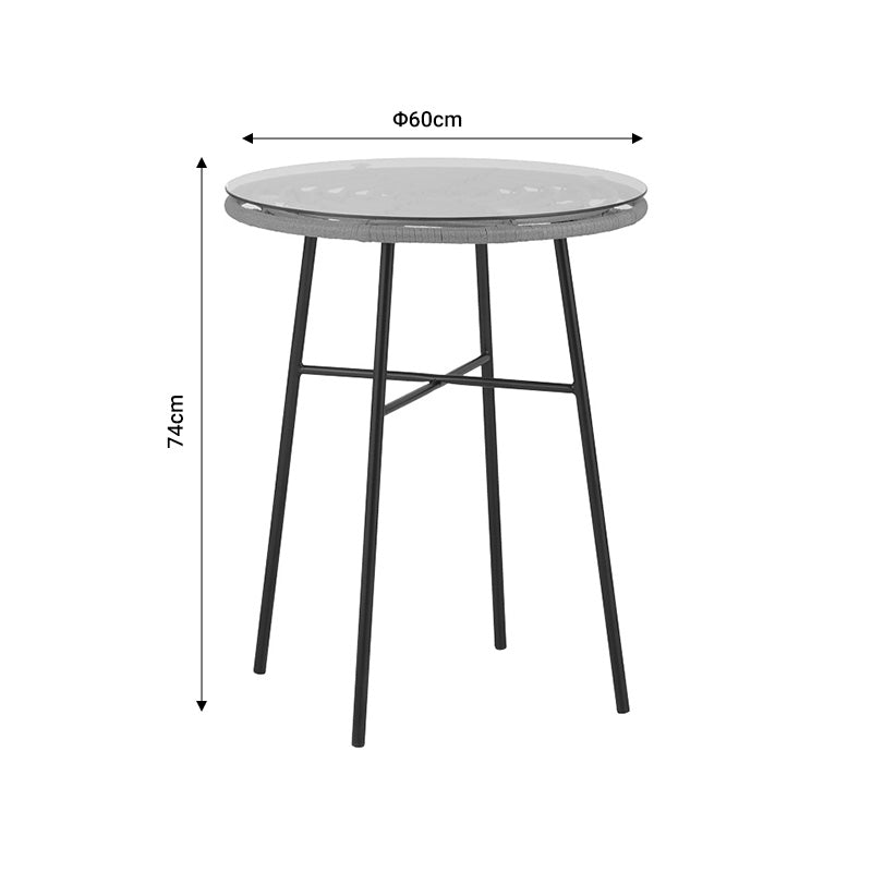 Τραπέζι Gaus Μέταλλο Μαύρο-PE Φυσικό-Γυαλί Φ60X74
