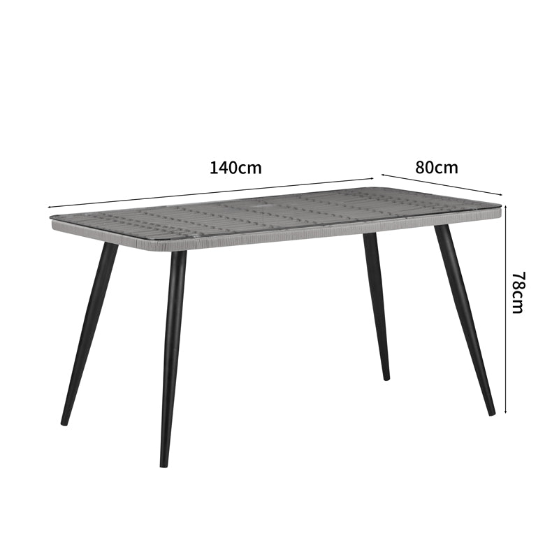 Τραπέζι Naoki Γυάλινο-PE Rattan σε Φυσική Απόχρωση με Μαύρα Πόδια 140x80x78