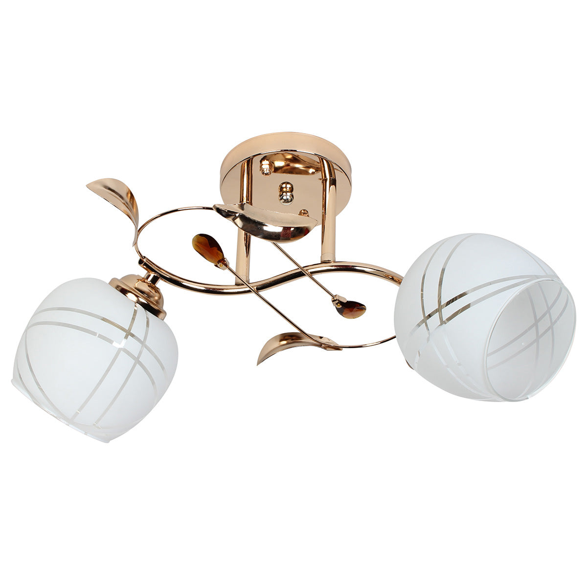 Φωτιστικό Οροφής 2 x Ε27 45x30x24 εκ. Χρυσό με Γυαλιά