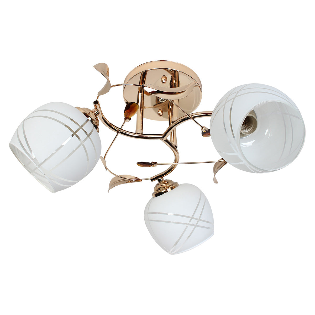 Φωτιστικό Οροφής 3 x Ε27 Φ45x25 εκ. Χρυσό με Γυαλιά