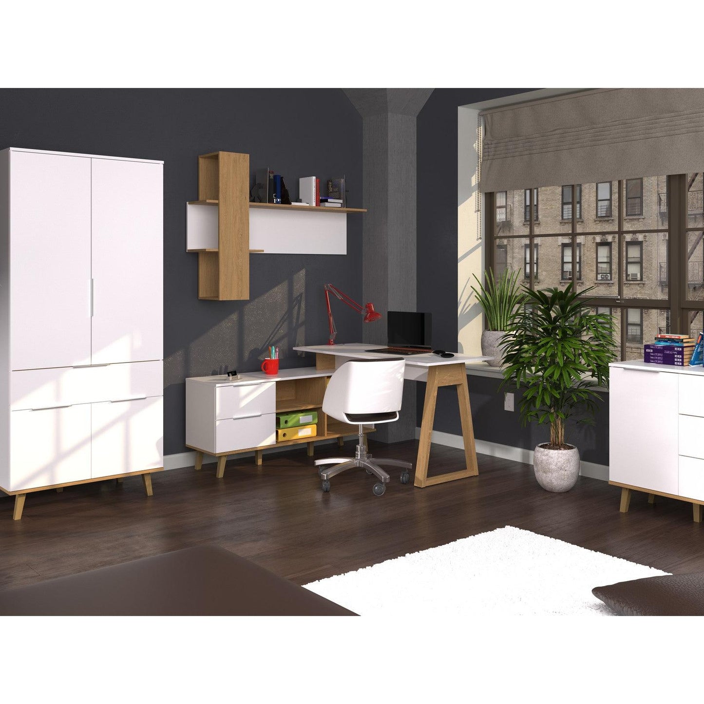 Σύνθεση Γραφείου Neptune Σετ 2 Τεμ Λευκό Σονόμα