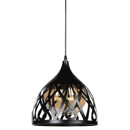 Φωτιστικό Κρεμαστό Μονόφωτο Μεταλλικό Ε27 Φ30x31 εκ. Μαύρο με Μελί Γυαλί