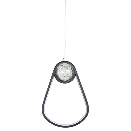 Φωτιστικό Κρεμαστό LED 32W 20x7x30 εκ. Μαύρο με Γυάλινη Μπάλα