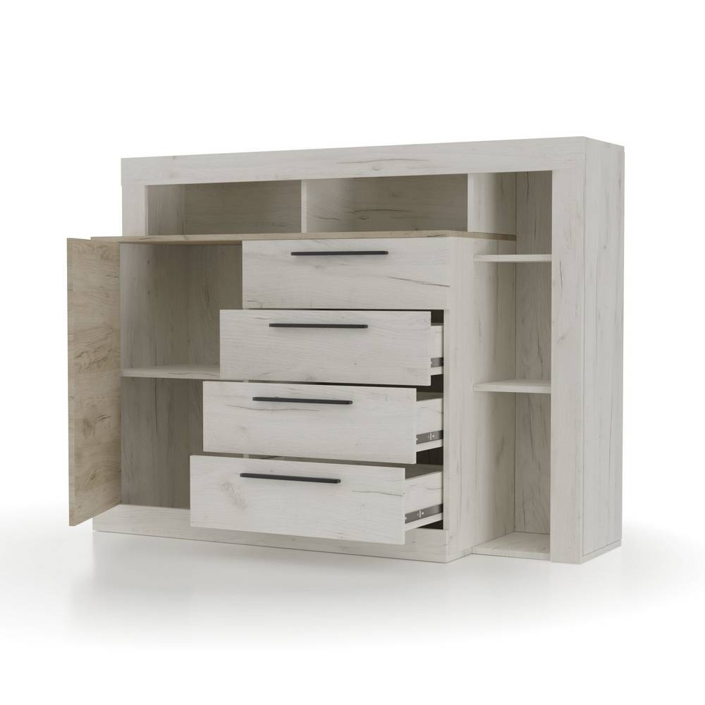 Μπουφές Milana Λευκό-Γκρι Δρυς 140.2x46.5x107.3